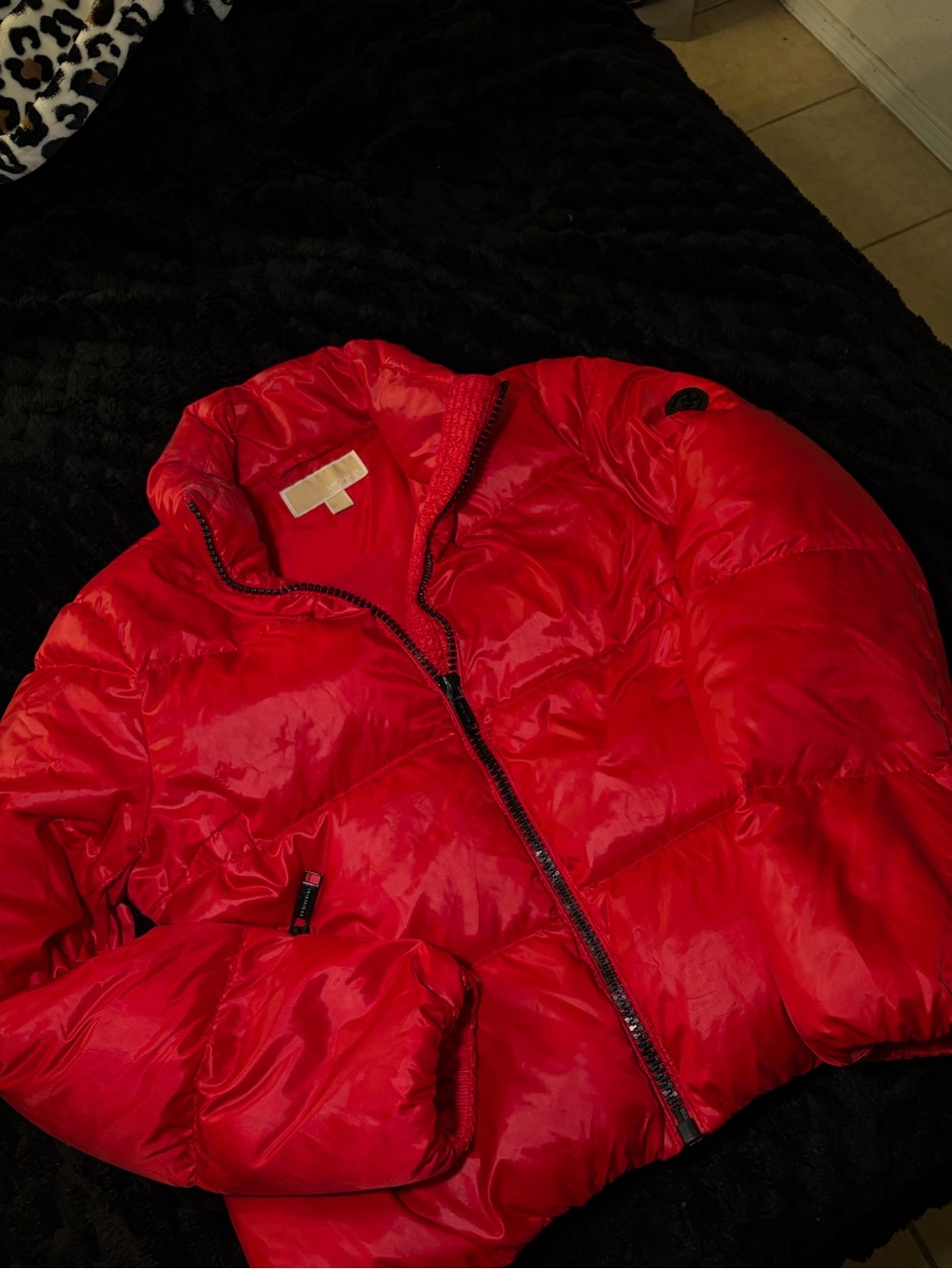 MICHAEL Michael Kors Bright Red Quilted Puffer Jacket